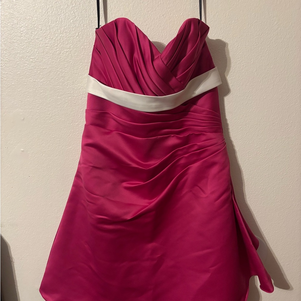 Elegant Strapless Pink Dress with White Detail